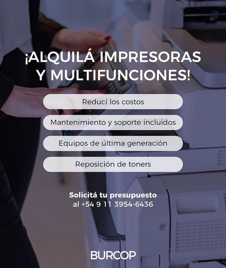 Alquilá impresoras y multifunciones